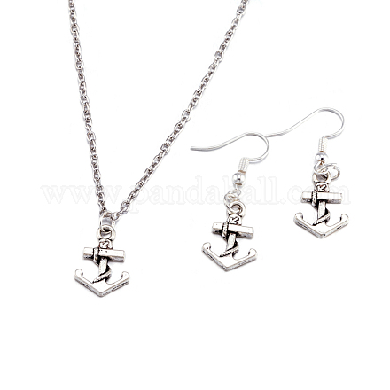 Zinc Alloy Anchor Jewelry Sets SJEW-BB16602-1