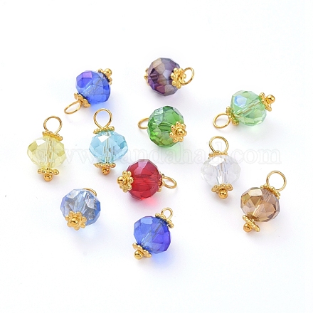 Electroplate Faceted Glass Charms PALLOY-JF00454-M-1