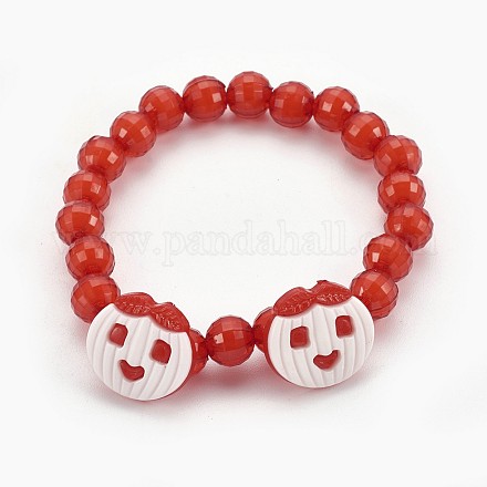 Bracelets extensibles en perles acryliques pour enfants BJEW-JB03887-03-1
