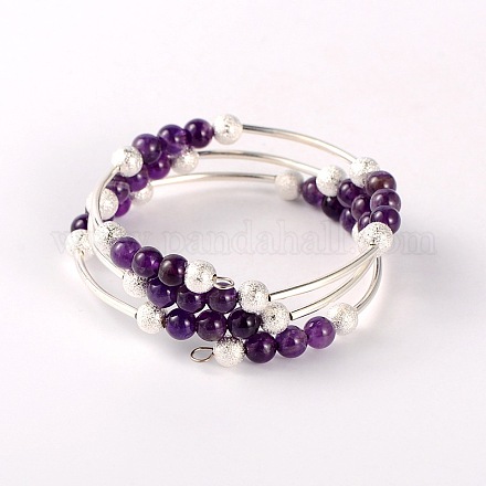 Natural Gemstone Wrap Bracelets BJEW-JB01705-04-1