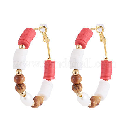 (vente de bijoux pour fêtes d'usine) boucles d'oreilles en laiton avec perles heishi EJEW-JE04087-02-1