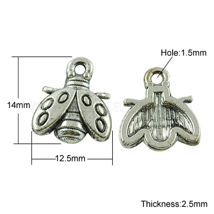Tibetan Style Alloy Ladybug Charms TIBEP-A12-3625-AS-FF-1