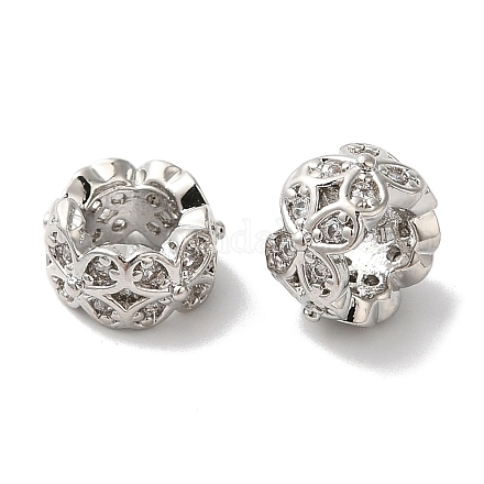 Долговечные бусины из латуни с микропаве и прозрачным фианитом KK-K381-18A-P-1