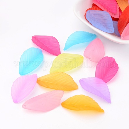 Mixed Transparent Frosted Acrylic Leaf Pendants X-FACR-R009-M-1