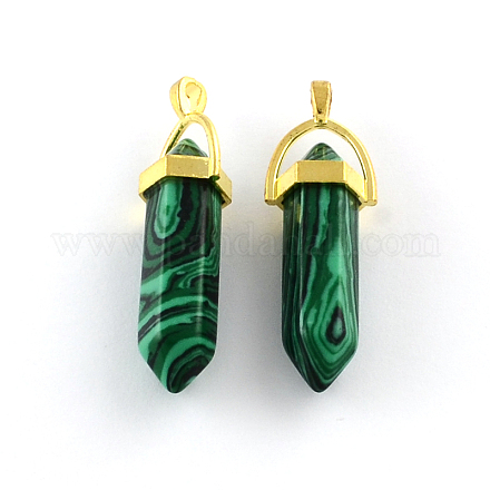 Malachite Stone Pendants with Alloy Findings G-R278-14G-1