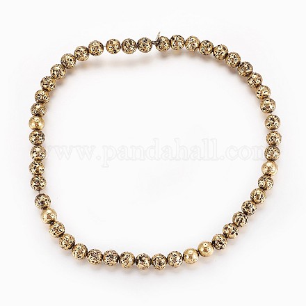 Electroplated Natural Lava Rock Beads Strands G-P400-05AB-1