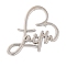 Faith Theme Zinc Alloy Brooch, for Clothes, Platinum, Faith Heart, 38x29mm