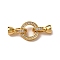 Ring Brass Micro Pave Clear Cubic Zirconia Fold Over Clasps, Nickel Free, Real 18K Gold Plated, 28mm