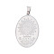 201 Stainless Steel Pendants, Oval with Virgin Mary, Laser Cut, Stainless Steel Color, 40x25x1mm, Hole: 4x9mm
