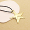 Bohemian Style Zinc Alloy Pendant Black Waxed Cord Necklaces for Women, Golden, Star, 31.50 inch(80cm), Pendant: 83x77mm