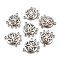 Tibetan Style Alloy Chandelier Components Links, Lead Free & Cadmium Free, Flat Round with Snowflake, Antique Silver, 27x23x2.5mm, Hole: 1.5mm