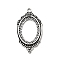 Vintage Tibetan Style Alloy Pendant Cabochon Bezel Open Back Settings, Cadmium Free & Lead Free, Antique Silver, Oval Tray: 18x25mm, 42x23x2mm, Hole: 3mm, about 284pcs/kg