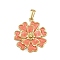 304 Stainless Steel Enamel Pendants, Flower Charms, Golden, Coral, 29x26x4.5mm, Hole: 6.8x2.7mm