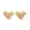 Hollow Heart Brass Micro Pave Cubic Zirconia Cuff Earrings for Women, Real 18K Gold Plated, 12x9mm
