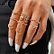 7Pcs Alloy with Rhinestone Finger Rings, Butterfly, Golden, Inner Diameter: 16~19mm