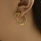 Fashionable Double Layer Twisted Stainless Steel Stud Earrings, Real 18K Gold Plated, 30mm