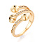 Brass Micro Pave Cubic Zirconia Cup Peg Ring Settings, Adjustable Ring Settings for Half Drilled Beads, Real 18K Gold Plated, 15.5mm, US Size 7 1/4(17.5mm), Pin: 0.9~1mm
