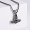 304 Stainless Steel Gothic Hammer Pendant Necklaces for Men, Stainless Steel Color