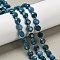 Natural Apatite Beads Strands, Flat Round, Faceted Coin Beads, with Seed Beads, 8x8x5mm, Hole: 0.9mm, about 40~41pcs/strand, 15.43~15.55''(39.2~39.5cm)