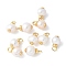 Brass with Natural Pearl Pendants, Rack Plating, Long-Lasting Plated, Cadmium Free & Lead Free, Real 18K Gold Plated, 12x7~8x6.5~8mm, Hole: 2.5mm