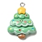 Christmas Opaque Resin Pendants, with Platinum Tone Iron Loops, Christmas Tree, 28x22x8mm, Hole: 2mm