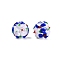 Handmade Two-Tone Lampwork Beads, Round with Flower Pattern, Royal Blue, 12~14x11~13mm, Hole: 1.4~1.5mm