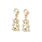 2Pcs Alloy Bear Pendant Decoration, 304 Stainless Steel Lobster Claw Clasps Charms for Bag Ornaments, Golden, 30.5mm