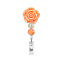 Flower Resin Retractable Badge Reel, Card Holders, with Acrylic Bead, ID Badge Holder Retractable for Nurses, Light Salmon, 120x35mm