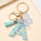 Resin & Acrylic & Faux Suede Tassel Keychain,  with Alloy Clasp and Iron Rings, Letter A, 9.6cm