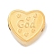 304 Stainless Steel European Beads, Large Hole Beads, Heart with Word God , Golden, 10.5x12x6mm, Hole: 4.5mm