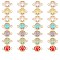 32Pcs 7 colors Glass Connector Charms, with Light Gold Plated Alloy Findings, Flat Round with Hamsa Hand, Mixed Color, 13.5x19.5x5.5mm, Hole: 1.6mm