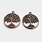 Tibetan Style Alloy Pendants, Tree of Life, Cadmium Free & Nickel Free & Lead Free, Red Copper, 29x25x1.5mm, Hole: 2mm