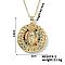 Brass Pave Cubic zirconia Flat Round with Virgin Mary Pendant Necklaces, Golden, Colorful, 15.75 inch(40cm)