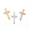 Latin Sideways Cross Brass Micro Pave Cubic Zirconia Links, Clear, Cadmium Free & Nickel Free & Lead Free, Mixed Color, 17x9x2mm, Hole: 1mm