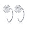 999 Fine Silver Stud Earrings, Silver, Flower, 10mm