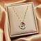 Alloy Crystal Rhinestone Pendant Necklaces for Women, Golden, Ring, 17.72 inch(45cm)