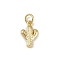Brass Pendants, Cactus Charms, with Jump Ring, Golden, 14x9x2.5mm