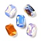 K9 GLass Rhinestone Cabochons, Faceted, Pointed Back & Back Plated, Rectangle, Mixed Color, 14x10x5.5mm