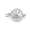 Brass Box Clasps, with Jump Ring and Push Button, Round, Real Platinum Plated, 14.5x9mm, Hole: 2mm