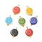 Millefiori Glass Pendants, with Brass Loops, Mixed Color, 12.5x8x3.5mm, Hole: 1mm