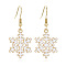 Snowflake Alloy Enamel Dangle Earrings, Golden, 40.9x18.7mm