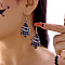 Halloween Acrylic Dangle Earrings, Christmas Tree with Skull, Platinum, Black, 60x28mm