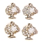 Alloy and Rhinestone Pendants, Tree with Rose Charms, White, 19x16mm