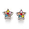 Alloy Rhinestone European Beads, Large Hole Beads, Star, Colorful, 12x13x8.5mm, Hole: 4.5mm