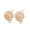 Brass Micro Pave Clear Cubic Zirconia Spiral Stud Earring Findings, with Loop, Golden, 11.5x8.5~9mm, Hole: 1.2mm, Pin: 0.8mm