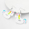 Alloy Acrylic Dangle Earrings, Platinum, Unicorn, 60x46mm