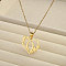 201 Stainless Steel Flower Heart Initial Pendant Necklaces for Women, Golden, Letter O, 17.72~20.08 inch(45~51cm)