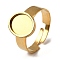 304 Stainless Steel Adjustable Ring Components, Oval Pad Ring Settings, Ion Plating(IP), Real 18K Gold Plated, Tray: 6.5x8.5mm, 10x8mm, Inner Diameter: 18mm