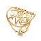304 Stainless Steel Cuff Rings, Star & Cross, Real 18K Gold Plated, 25mm, Inner Diameter: 17.5mm