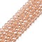 Electroplate Glass Beads Strands, Pearl Luster Plated, Faceted, Rondelle, PeachPuff, 4x3mm, Hole: 0.4mm, about 105~110pcs/strand, 38~39cm